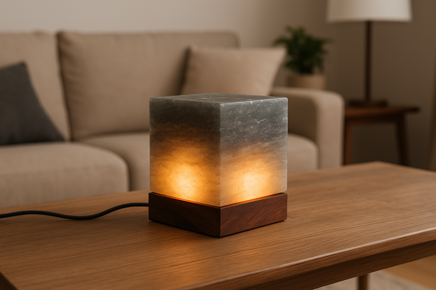 Grey Cube Salt Lamp