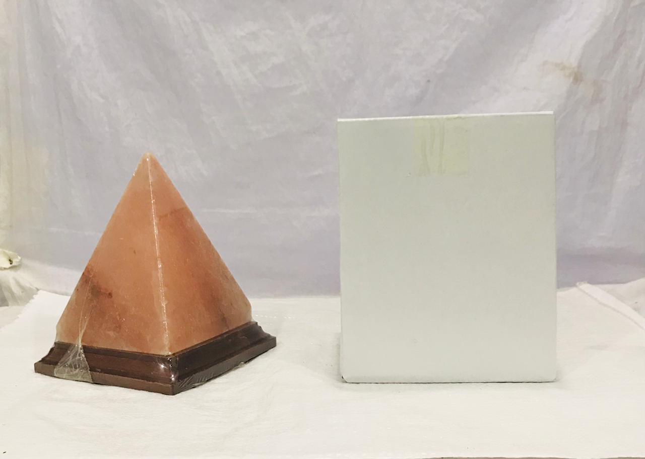Crafted Salt Lamp Pink Pyramid 12.5 x 12.5 x 15 - RocksaltIE