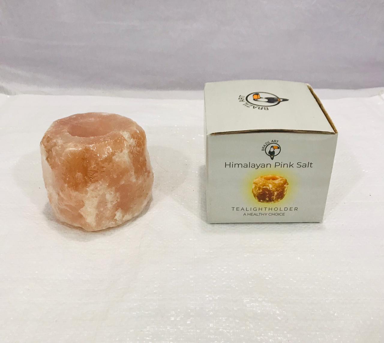 Tealight Pink Candle Holder Natural 1-1.5kg - RocksaltIE