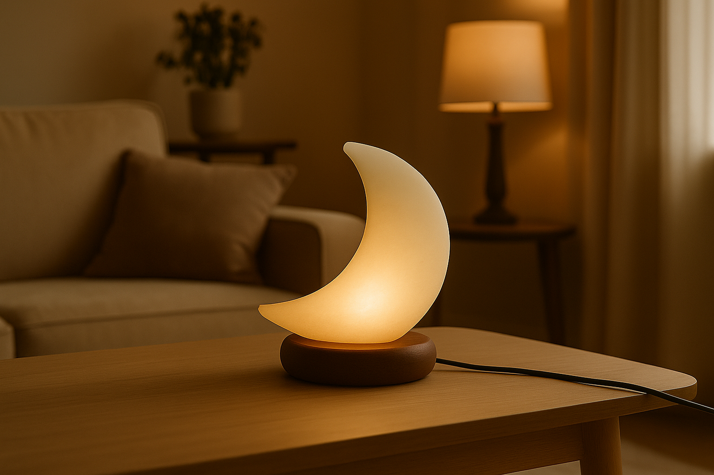 White Half Moon Salt Lamp