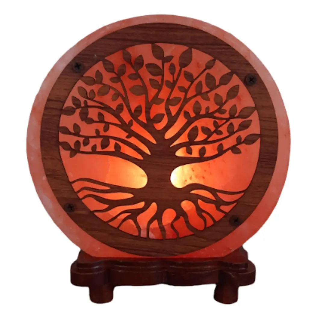 Round Rock Salt Lamp With Tree