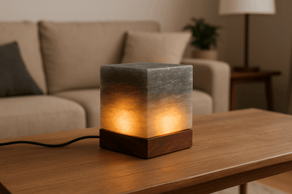 Grey Cube Salt Lamp