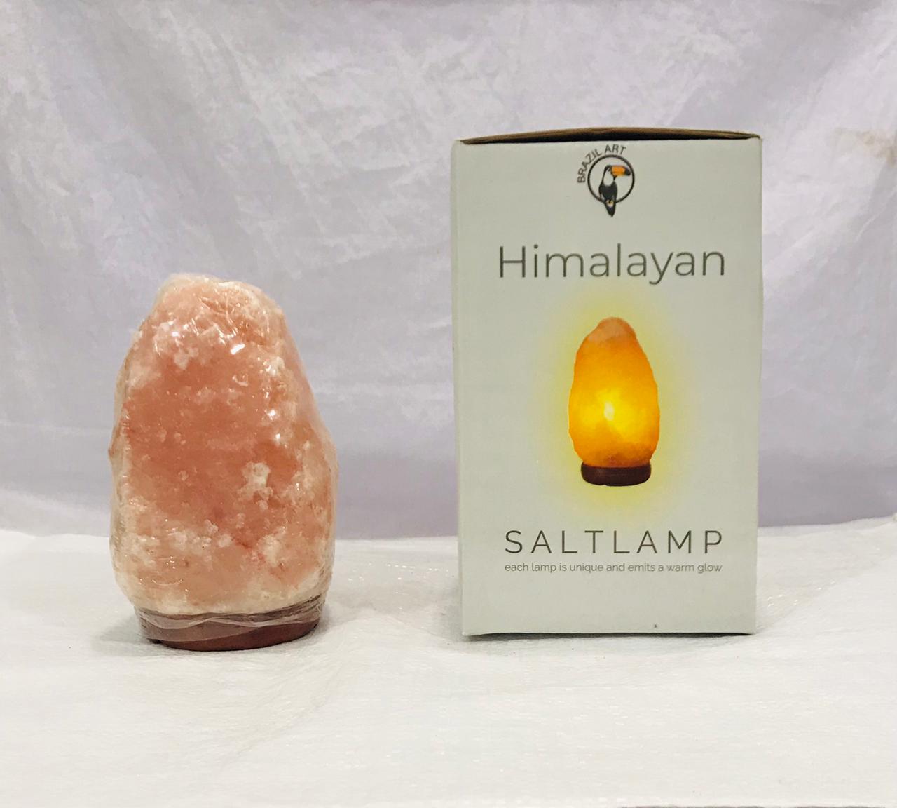 Pink Natural Lamp With Wooden Base, 2-3kg - RocksaltIE