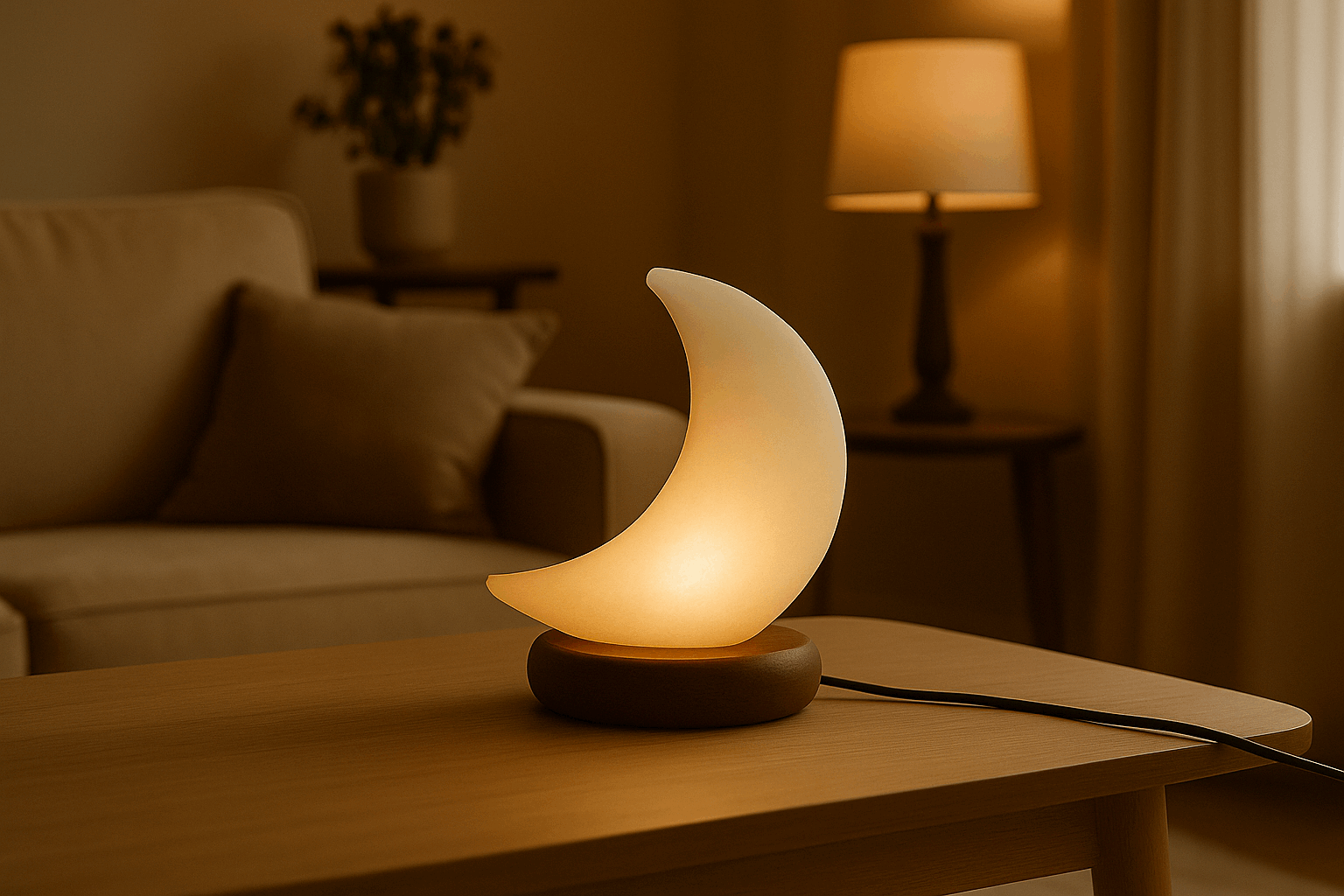 White Half Moon Salt Lamp