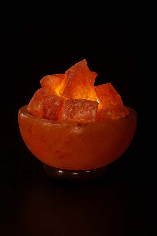 Himalayan Salt Firebowl Lamp with Natural Shape Chunks